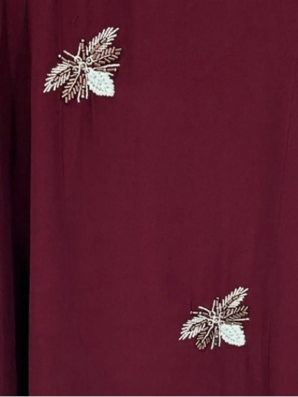 Moulinette Soeurs Anthropologie Embroidered Bee Silk Blend Dress Burgundy Size 2